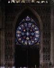 View looking west from the nave, rose window designed by Bernard de Soissons, with surrounding statu