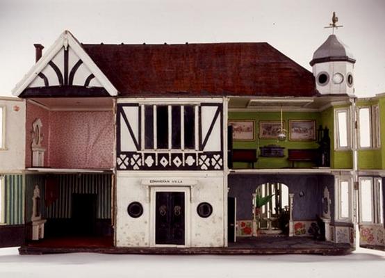 'The Edwardian Villa', a mock-Tudor style dollshouse, view of the interior, English, c.1905 (mixed m od 