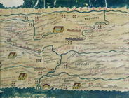 Detail of the Gallo-Roman segment of the Peutinger Table, facsimile of the 3rd century original (vel