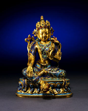 A Fine Very Rare Gilt-Bronze And Cloisonne Enamel Figure Of Syamatara od 