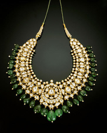 An Antique Diamond, Emerald And Enamel Necklace od 