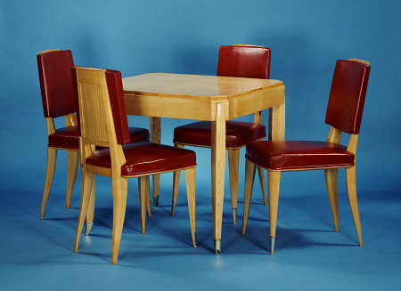 An Oak Games Table And Four Chairs Designed By Jacques-Emile Ruhlmann (1879-1933) od 