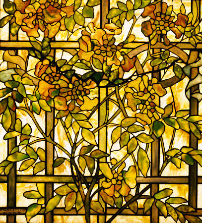 A Trumpet Vine Leaded Glass Window od 