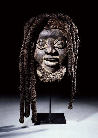A Wum Mask With Plaited Fibre And Human Hair Coiffure - Western Grasslands, Cameroon od 