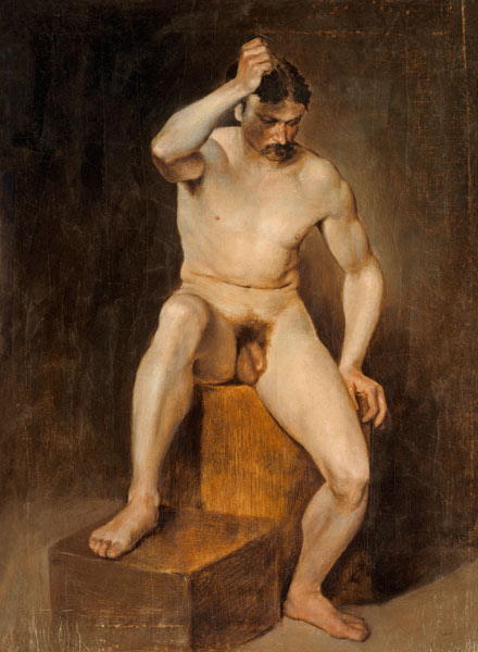 A Seated Male Nude od 