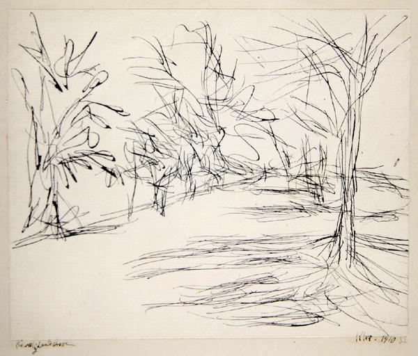 Country road to Schwaing, 1910 (no 32) (pen on paper on cardboard)  od 