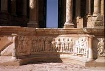 Curved niche of the scaenae frons (stage front) framing the central door the theatre, Roman, late 2n