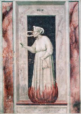 Giotto di Bondone c.1266-1337. ''Invidia'' (Envy), c.1306. Fresco, c.120 x 55xcm. From a series of v