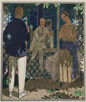 Gazette du Bon Ton; Que C'est Bon ou les Boissons Glacees, chiffon dress by Doeuillet, 1921 od 
