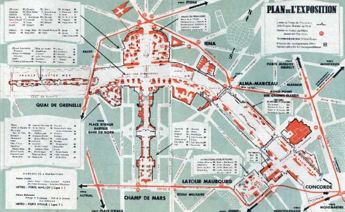 Map of the world fair, Paris od 