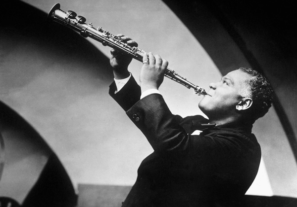 New Orleans jazzman Sidney Bechet here playing the soprano saxophone od 