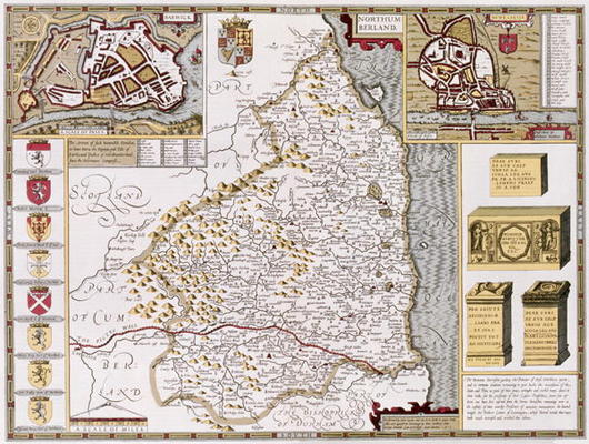 Northumberland, engraved by Jodocus Hondius (1563-1612) from John Speed's 'Theatre of the Empire of od 