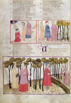 Purg.XXVIII f.47v Virgil taking his leave and the Divine Forest, from the Divine Comedy od 