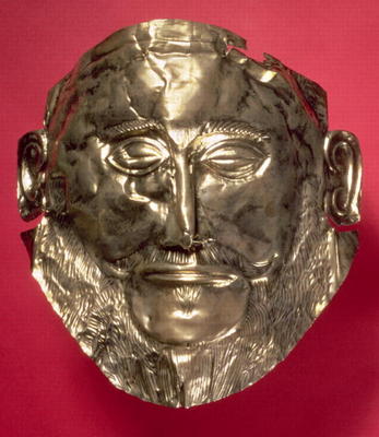 Replica of the Mask of Agamemnon, Mycenaean, c.16th century BC (gold) od 