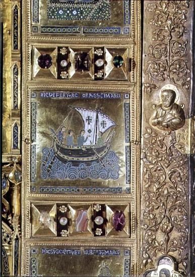Settlement of the Body of St. Mark, enamel panel from the Pala d''Oro, San Marco Basilica, 10th-12th od 