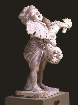 Statue of a child holding a cockerel by Adriano Cecioni (1838-66) (plaster) od 