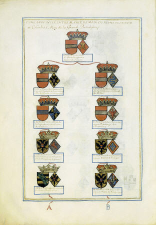 Tables Of Consanguinity Between Queen Marie De Medicis Of France And Henri IV Pierre Dhozier 1592-16 od 