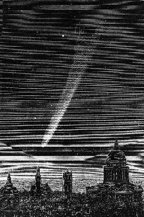 The great comet seen in Paris October 17, 1882, engraving by P. Fouche