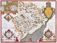 The Countye of Monmouth, engraved by Jodocus Hondius (1563-1612) from John Speed's 'Theatre of the E