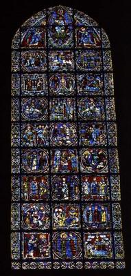 The Nativity and related scenes, lancet window in the west facade, 12th century (stained glass) (det od 