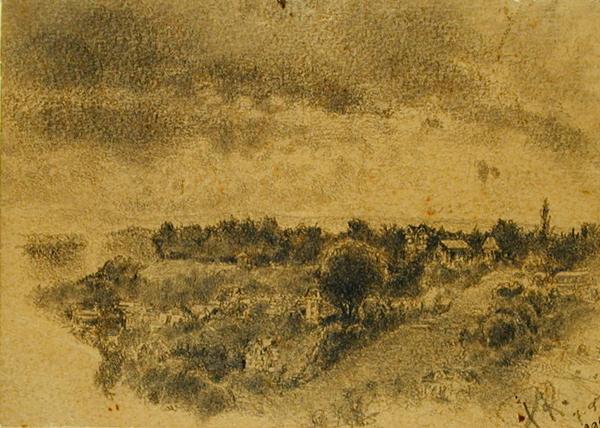 Untitled (Berne, view onto the Rosengarten) 1897 (pencil and brush on paper)  od 