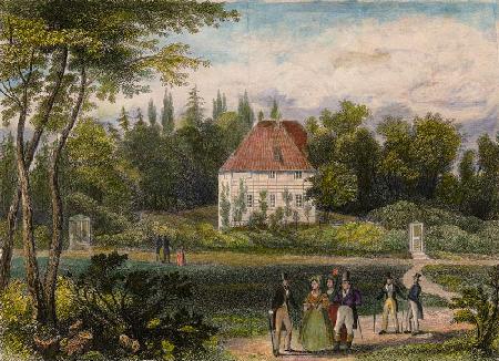 Weimar, Goethes garden house , engraving