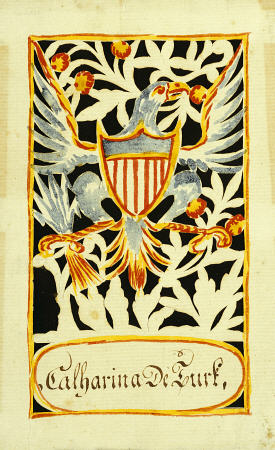 Watercolor And Cutwork Fraktur Drawing Attributed To Wilhemus Antonius Faber, Berks County, Pennsylv od 