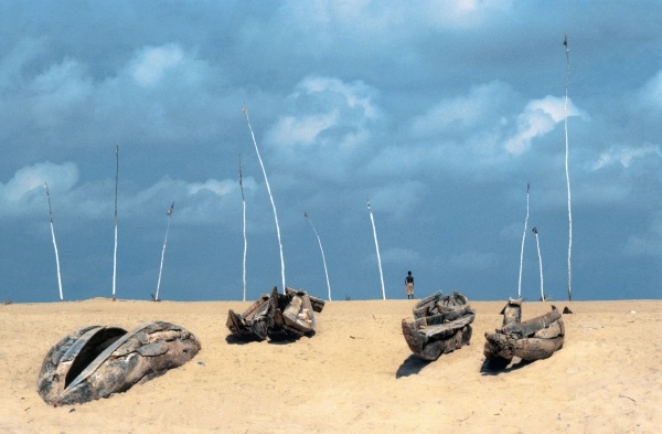 White marker-poles planted on high sand dunes at Gopalpur (photo)  od 