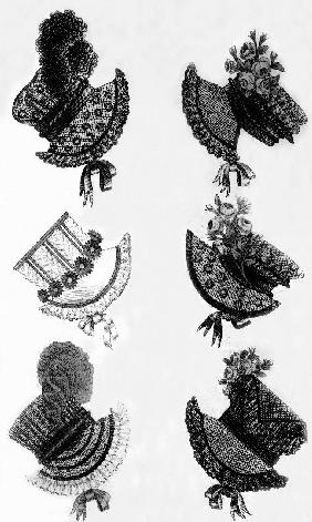 Woman's fashion, France : different sorts of hats, engraving