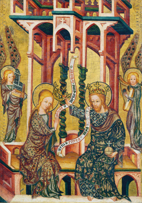 The Coronation of the Virgin, reverse: Christ Carrying the Cross (fragment of an altar wing) od Nürnberger Meister um 1350/60