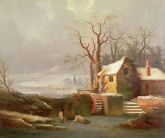 Snow Scene with Mill and Cottages od of Chichester Smith George