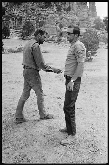 Burt Lancaster with Sydney Pollack on the set of The Scalphunters