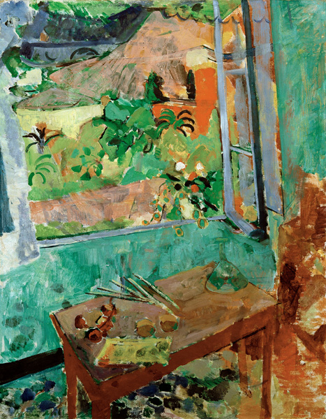 Studio with window view on house and bridge, Levanto od Oskar Moll