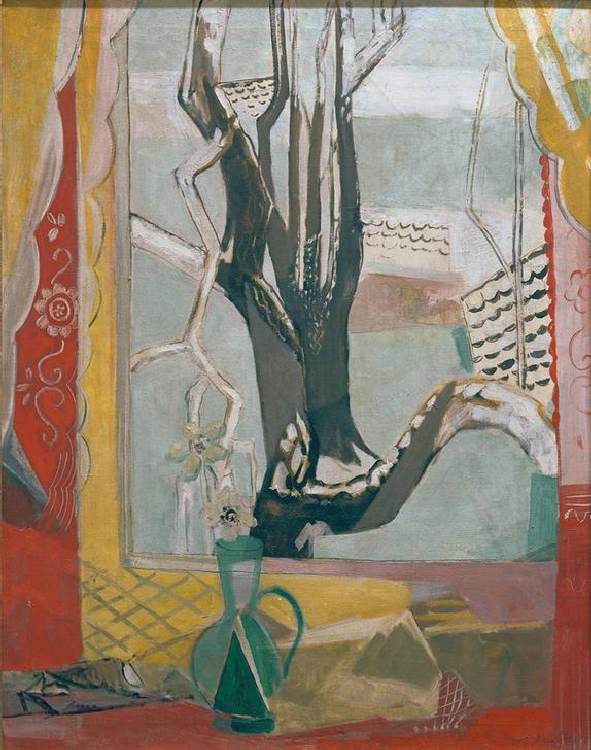 View through the window on a show– covered tree od Oskar Moll