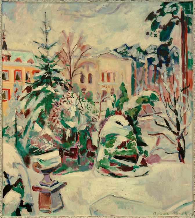 Park with Snow and Houses od Oskar Moll