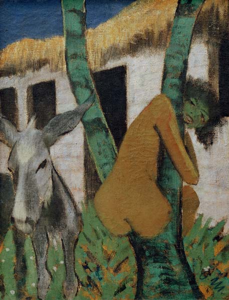 Zigeunerkind mit Esel od Otto Mueller
