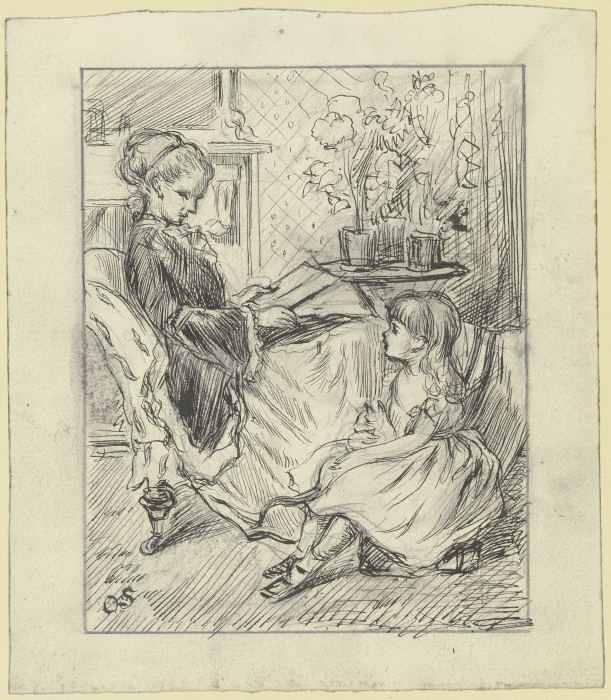 Vorlesende Frau mit Kind od Otto Scholderer