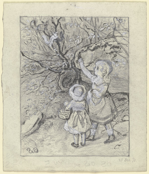 Zwei Kinder an einem Busch od Otto Scholderer