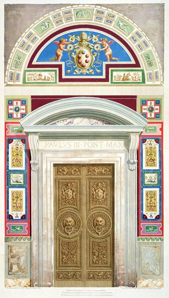 Doorway to the Raphael Loggia at the Vatican, from 'Delle Loggie di Rafaele nel Vaticano', engraved