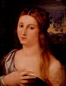 Half-length portrait of a girl. od Palma il Vecchio (eigentl. Jacopo Negretti)