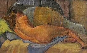 Nude on chaise longue (oil on sofa)