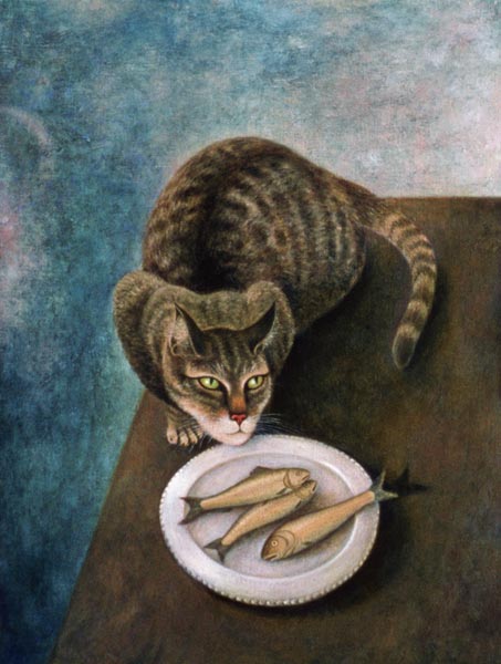 Emily with Three Trout (oil on canvas)  od Patricia  O'Brien