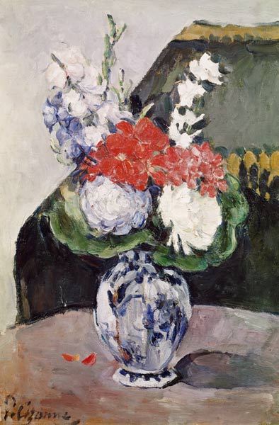 Flowers in Small Delft Vase. od Paul Cézanne