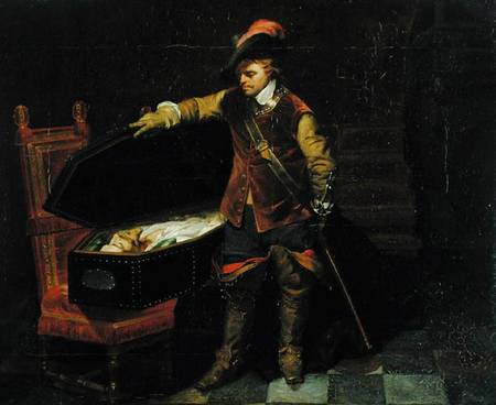Oliver Cromwell (1599-1658) with the Coffin of Charles I (1600-49) od Hippolyte (Paul)  Delaroche