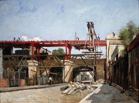 Workers Raising the Ring Road Railway Tracks on the Bridge of the Rue de la Voute, Paris od Paul Desire Trouillebert