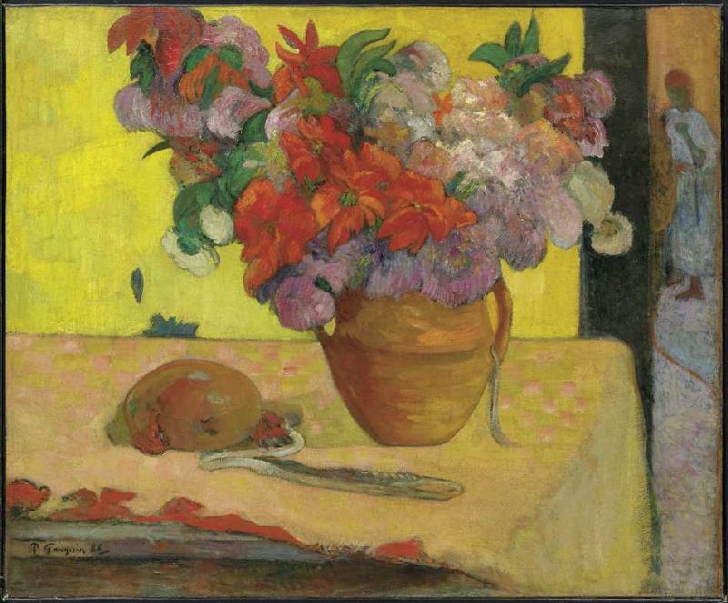 Blumen in einer Vase und eine Feldflasche od Paul Gauguin