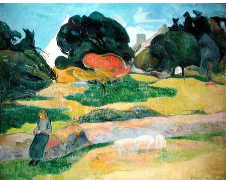 Girl Herding Pigs od Paul Gauguin