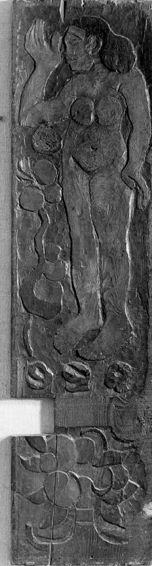 Carved vertical panel from the door frame of Gauguin's final residence in Atuona on Hiva Oa (Marques