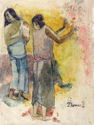 Two Figures, Study for 'Faa Iheiche', 1898 (w/c and pen on paper) od Paul Gauguin