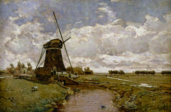 Windmill at Leidschendam od Paul Joseph Constantin Gabriel